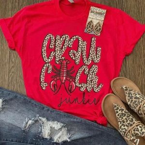 Crawfish Junkie Red Graphic Tee
